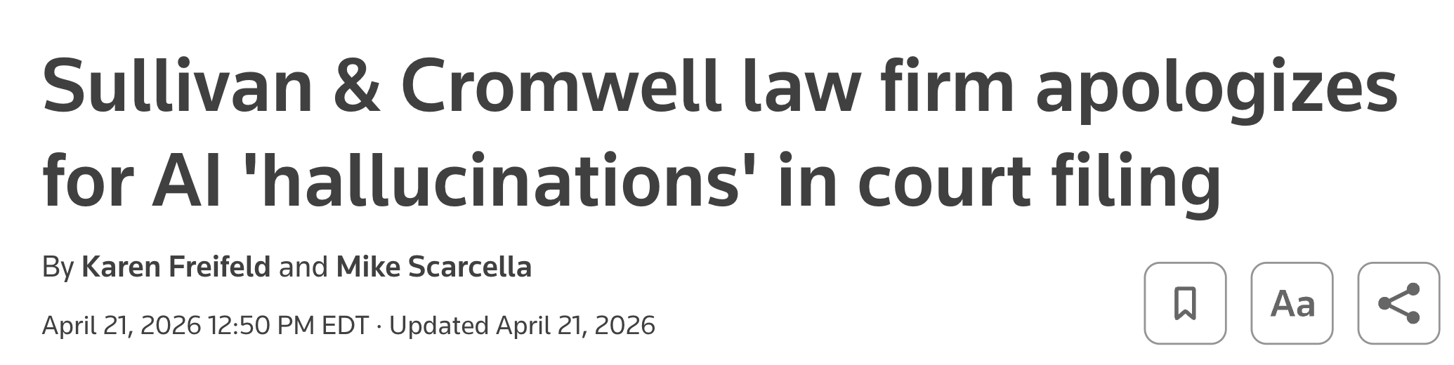 News clip about a law firm apologizing for AI citation errors